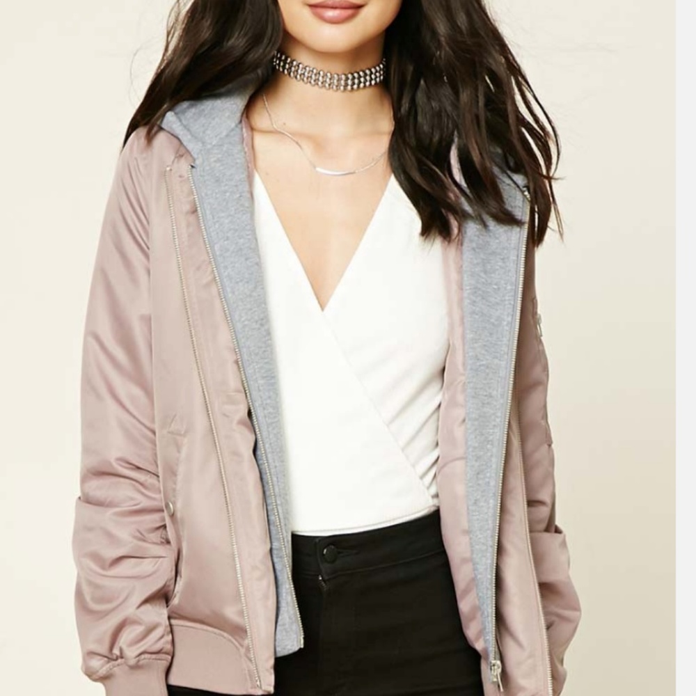 Lavender Hooded Bomber Jacket